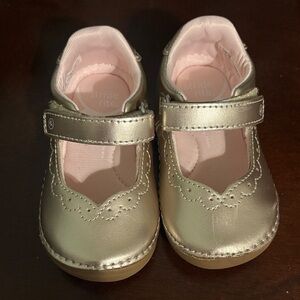 Stride Rite Metallic Gold Mary Janes with Pink Lining